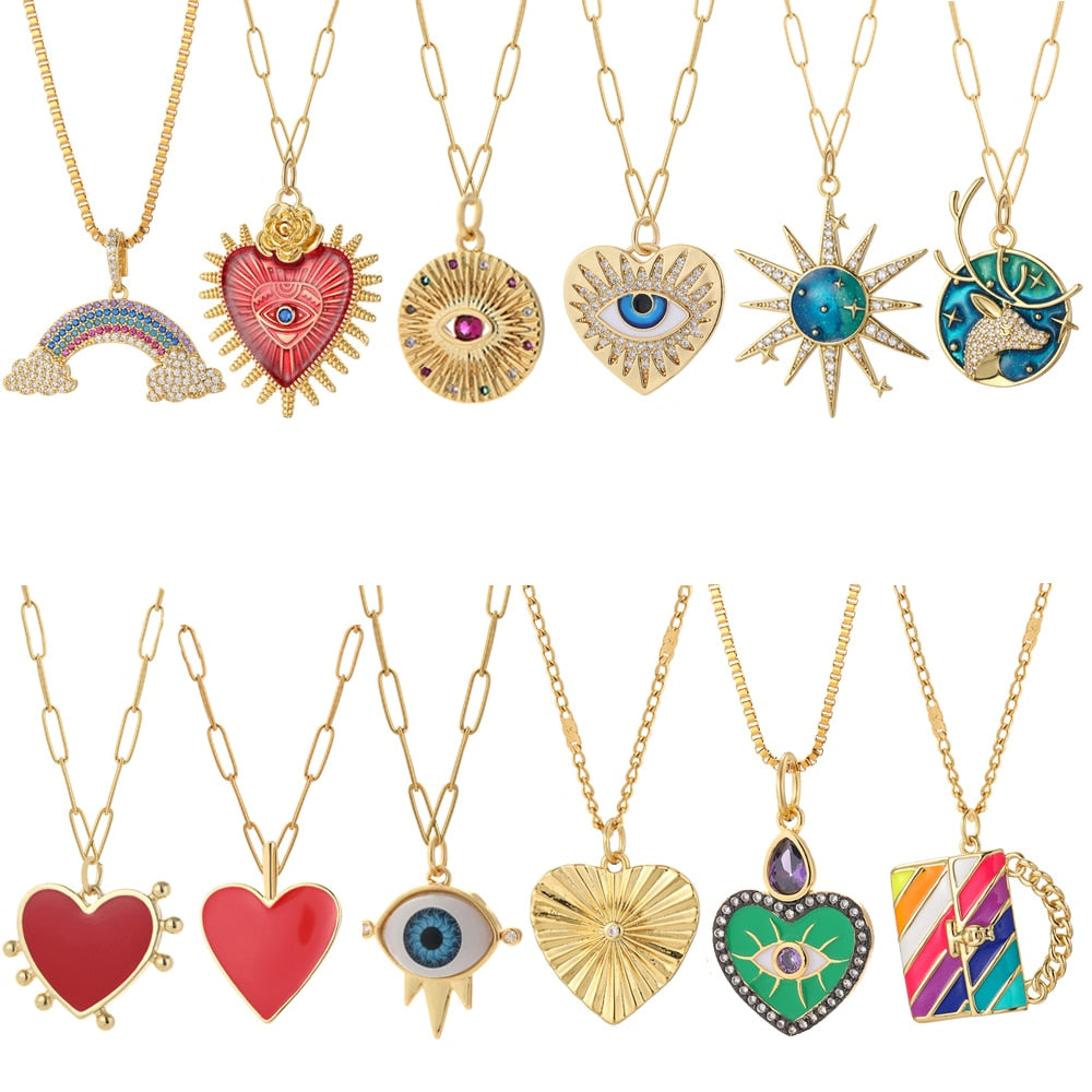 A Heart Sun Moon Star Necklaces