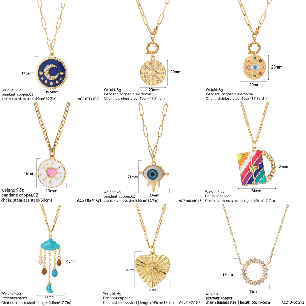 A Heart Sun Moon Star Necklaces